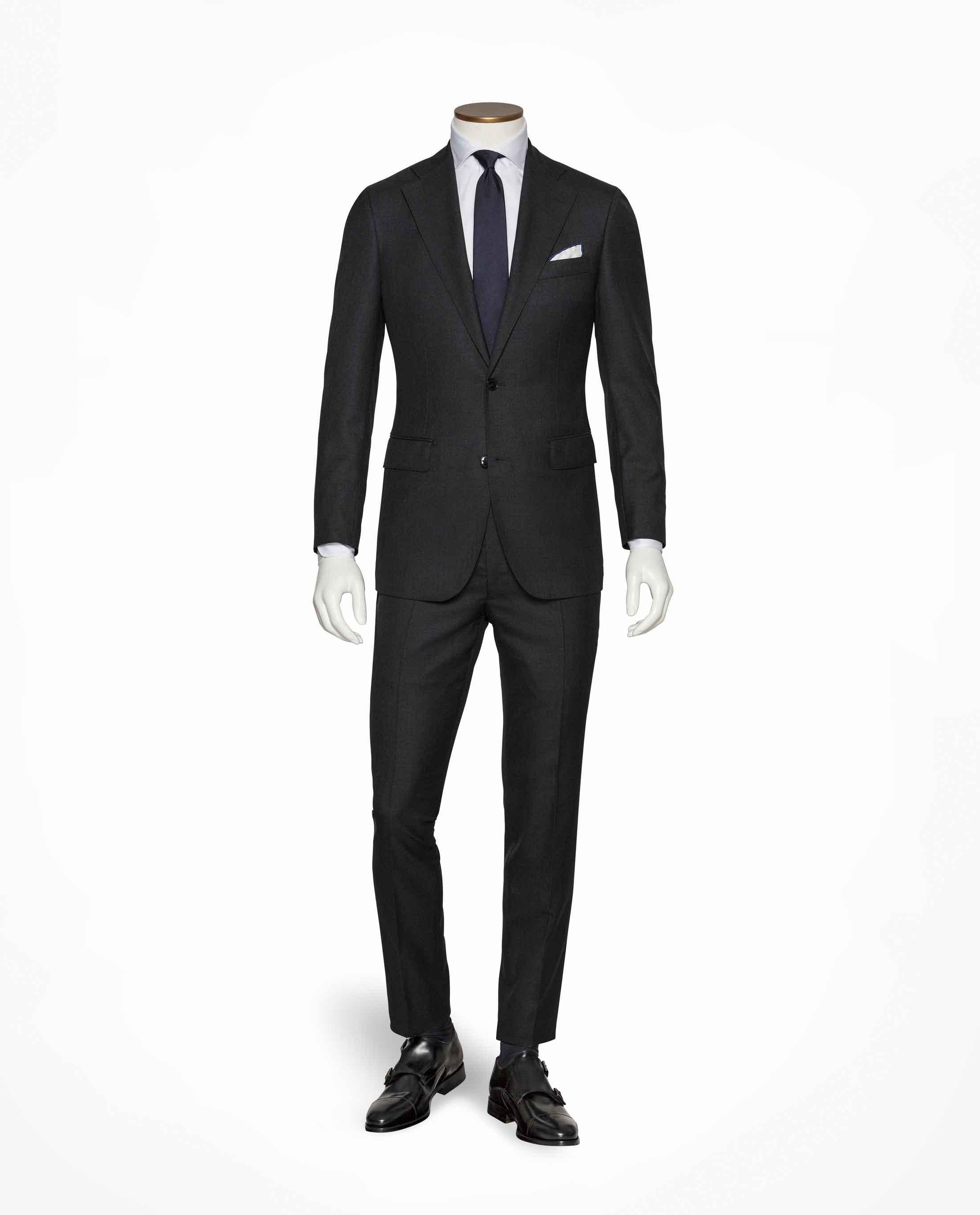 Barberis Canonico 365 Doppio Ritorto S130 Merino Wool Charcoal Grey Pin Point