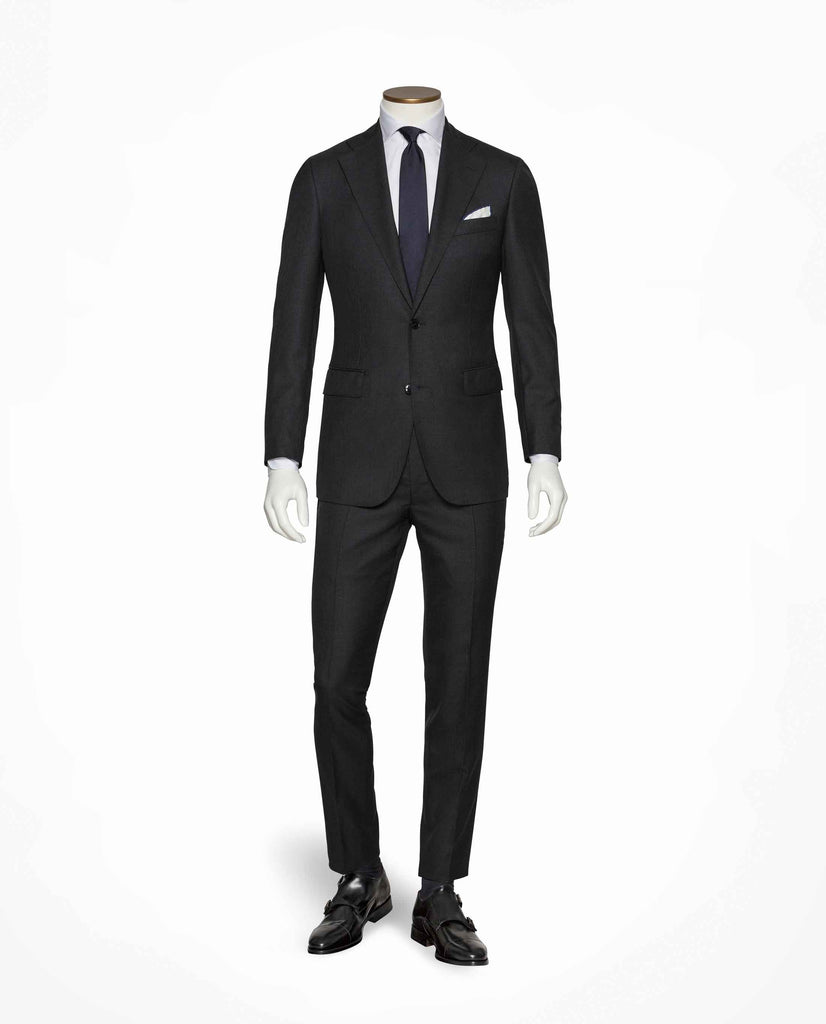 Barberis Canonico 365 Doppio Ritorto S130 Merino Wool Charcoal Grey Pin Point