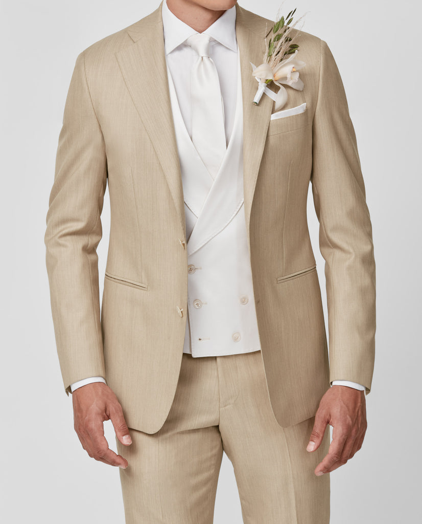 Angelico 365 Doppio Ritorto S130 Merino Wool Twill Sand Mélange