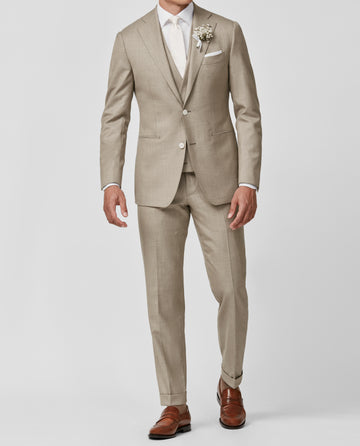 Angelico 365 Doppio Ritorto S130 Merino Wool Twill Light Taupe Mélange