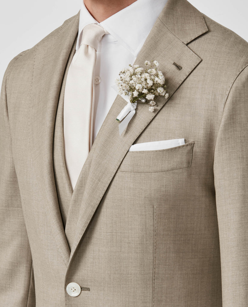 Angelico 365 Doppio Ritorto S130 Merino Wool Light Taupe Twill Mélange