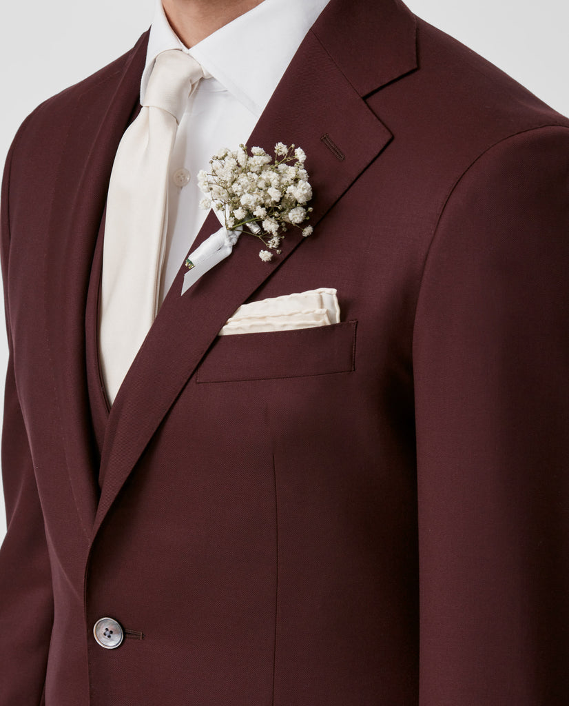 Angelico 365 Doppio Ritorto S130 Merino Wool Burgundy Twill