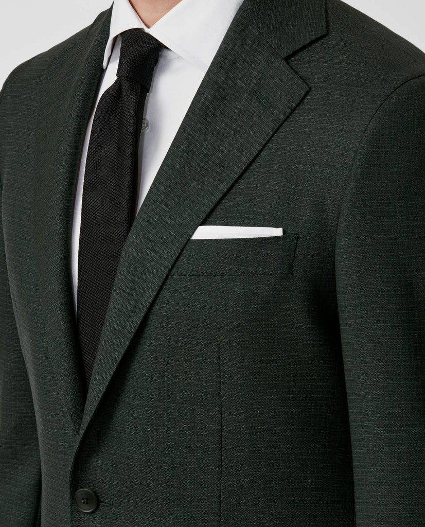 Angelico 365 Doppio Ritorto S130 Merino Wool Forest Green with Subtle Check