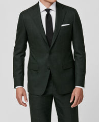 Angelico 365 Doppio Ritorto S130 Merino Wool Forest Green with Subtle Check