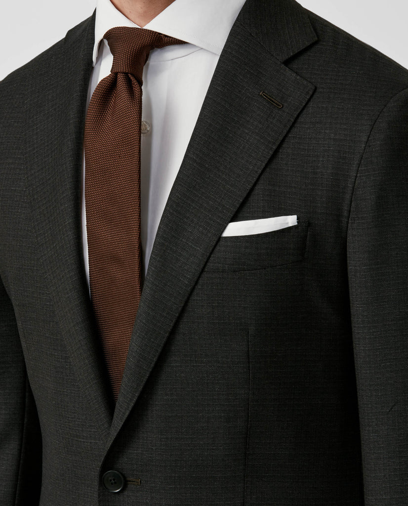 Angelico 365 Doppio Ritorto S130 Merino Wool Chocolate Brown with Subtle Check