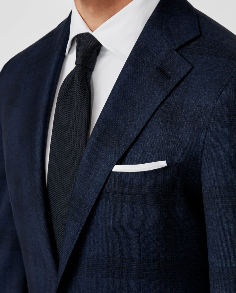 Angelico 365 Doppio Ritorto S130 Midnight Blue Mouliné Twill with Black Check