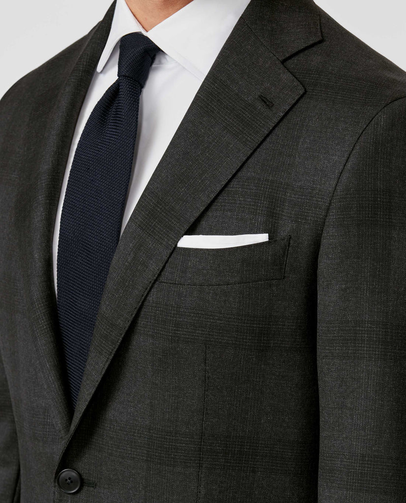 Angelico 365 Doppio Ritorto S130 Merino Twill Mouliné Wool Charcoal with Subtle Black Check