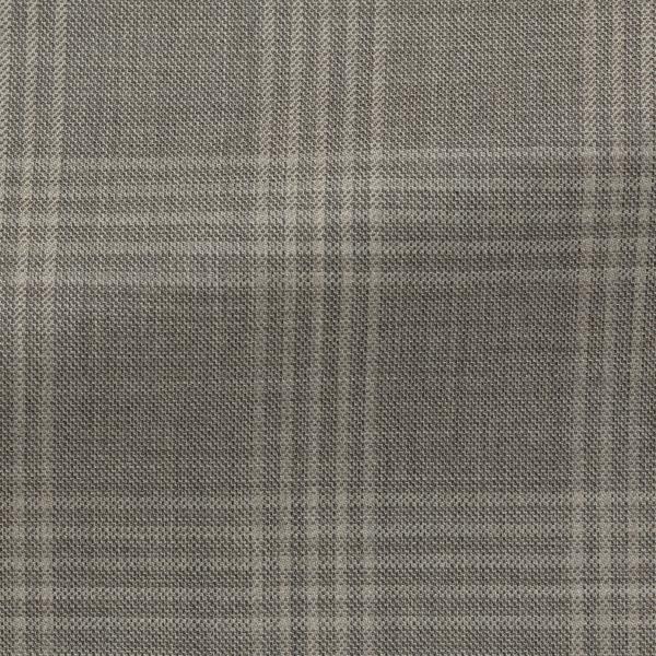 Angelico 365 Doppio Ritoto S130 Merino Wool Taupe with Beige Check