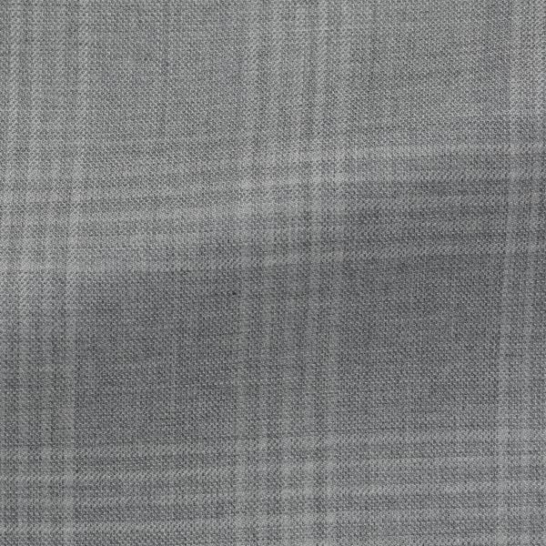 Angelico 365 Doppio Ritoto S130 Merino Wool Light Grey with Tonal Check