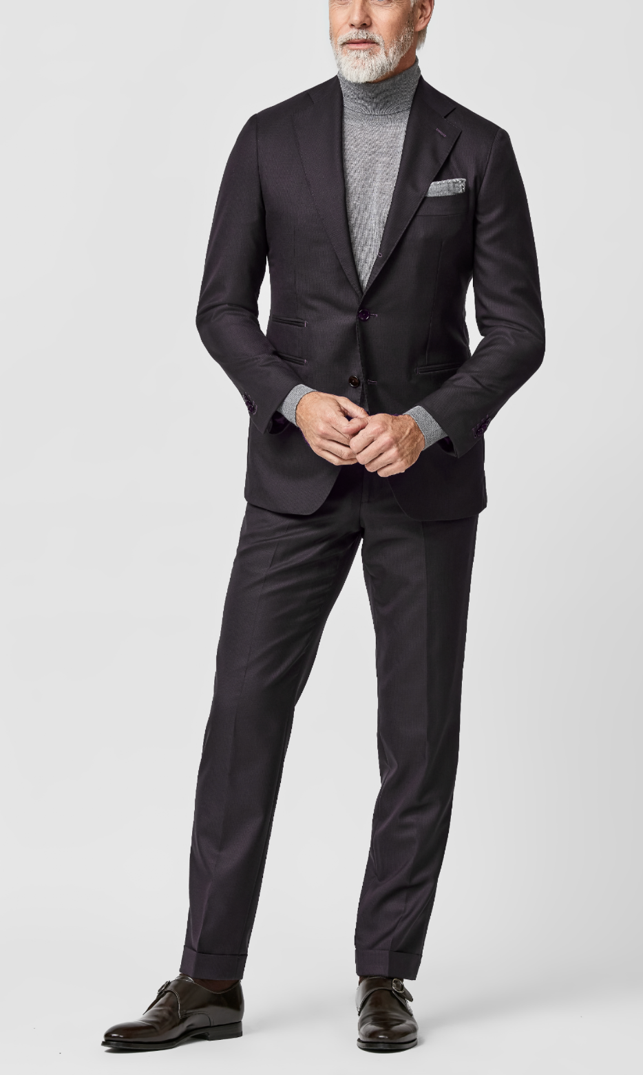 Angelico 365 Doppio Ritorto S130 Merino Wool Burgundy Micro Check