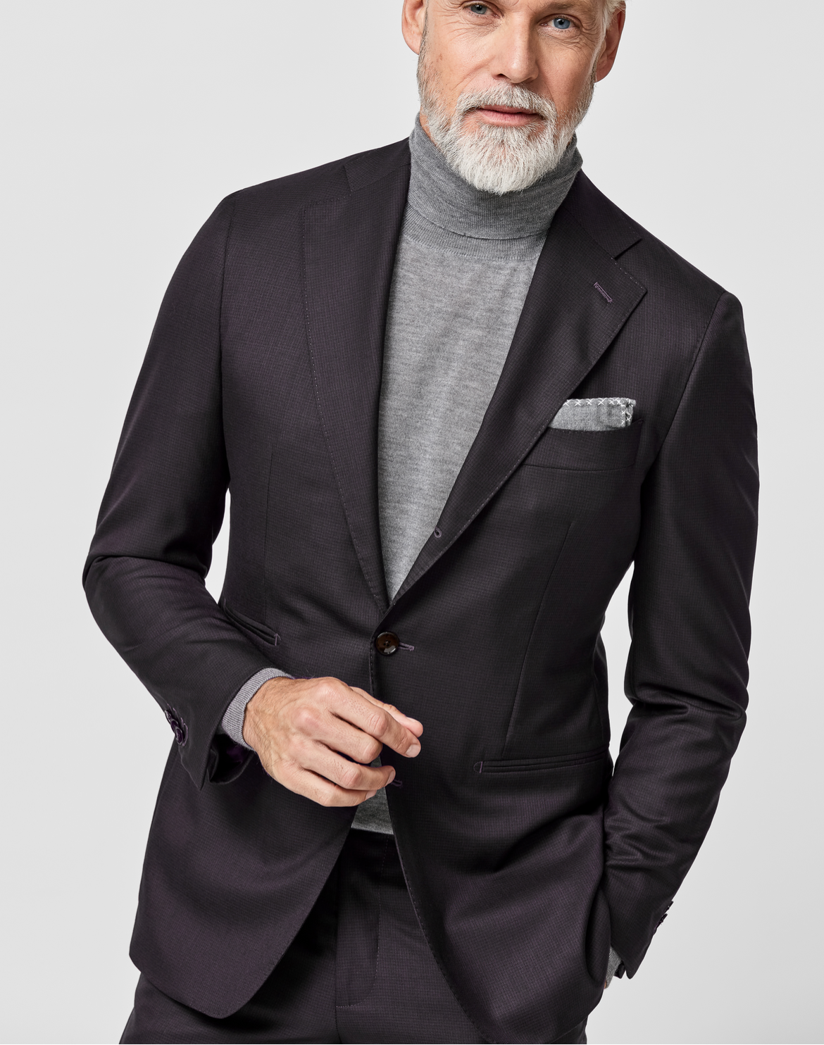 Angelico 365 Doppio Ritorto S130 Merino Wool Burgundy Micro Check