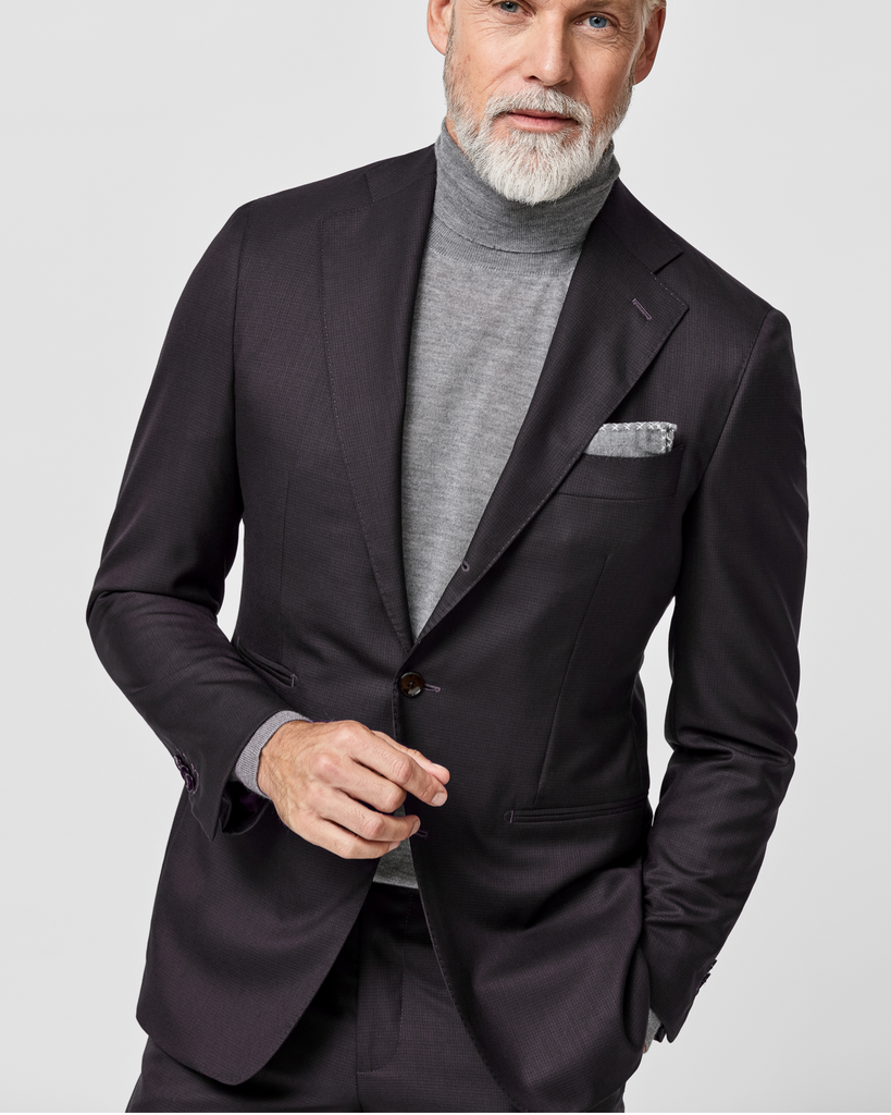 Angelico 365 Doppio Ritorto S130 Merino Wool Dark Green Micro Check