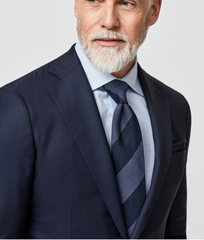 Angelico 365 Doppio Ritorto S130 Merino Wool Dark Blue Micro Check