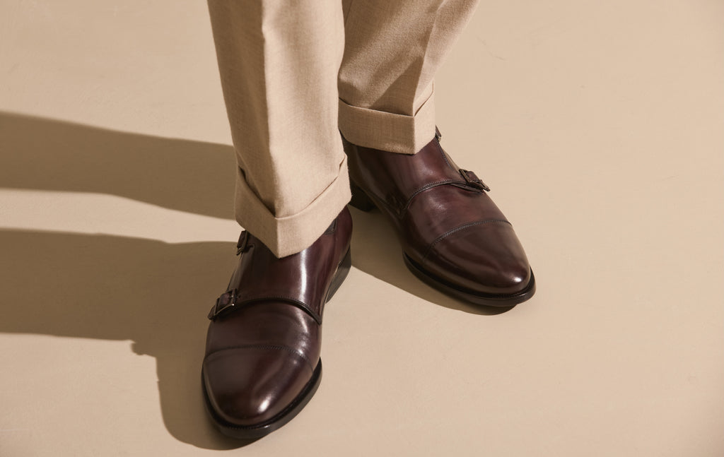 Formal Round Penny Loafers Nubuck Hand Painted Bordeaux