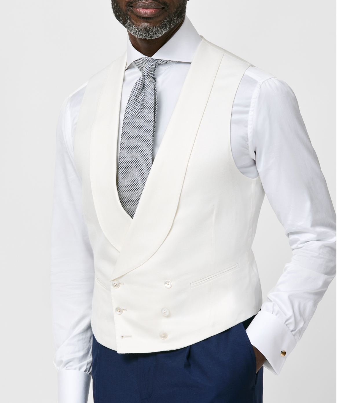 Huddersfield Off White Soft Pure Bamboo Basketweave Waistcoat