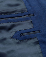 Zignone Royal Blue S100 Merino Wool Twill with Subtle Micro Check