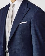 Zignone Neapolitan Blue S100 Merino Wool Twill with Subtle Micro Check