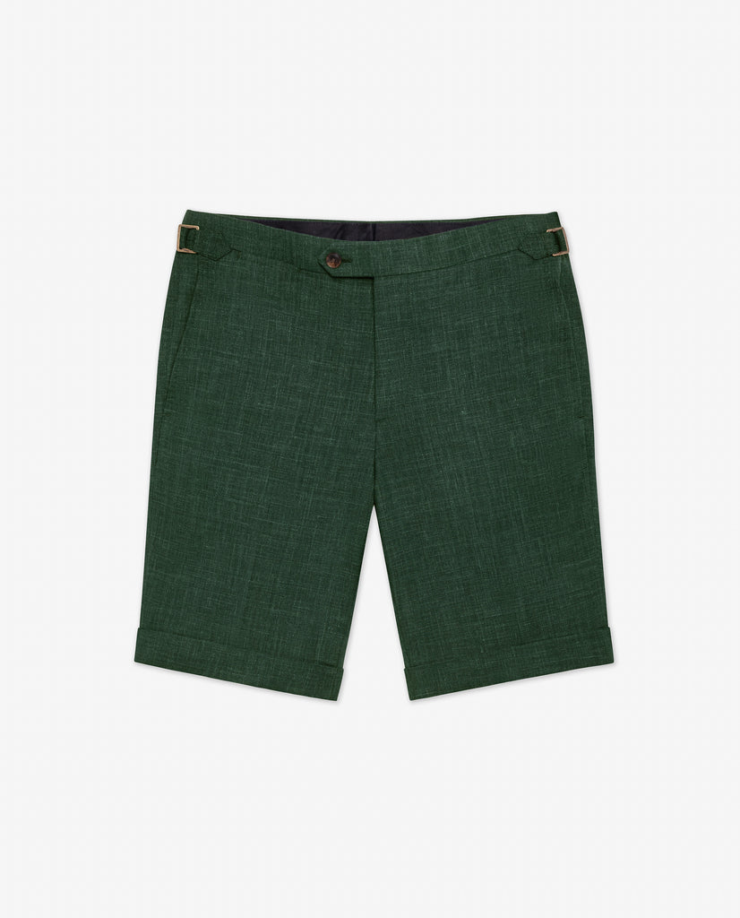 Paulo Oliveira Dark Green Stretch Wool & Linen Blend Trousers