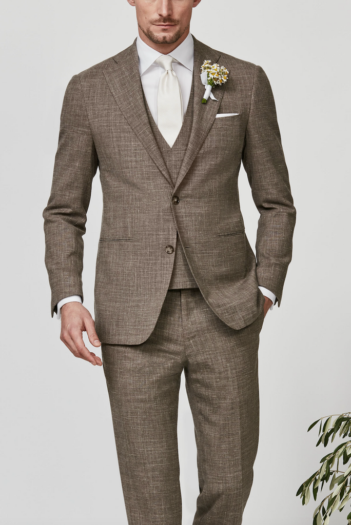 Paulo Oliveira Dark Taupe Wool & Linen Stretch