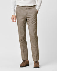 Paulo Oliveira Dark Taupe Stretch Wool & Linen Blend Trousers