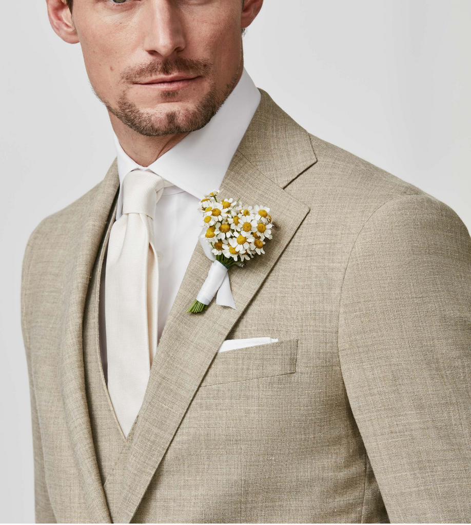 Paulo Oliveira Light Taupe Wool & Linen Stretch