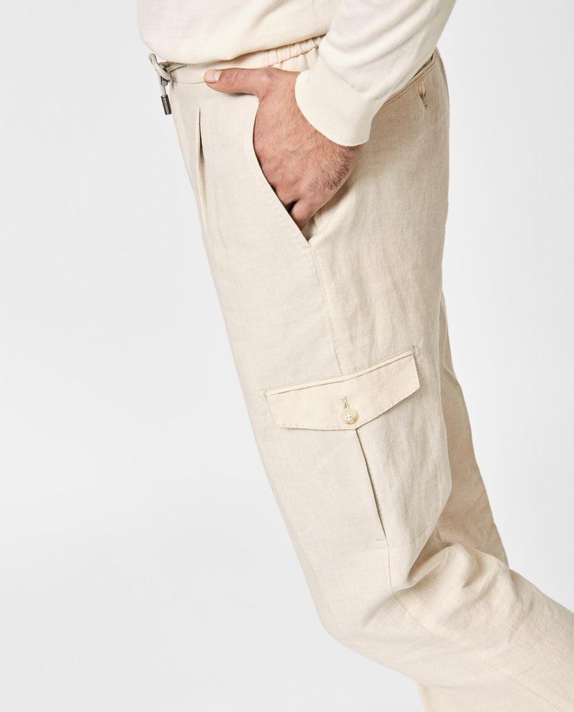 Trousers Paulo Oliveira Bone Stretch Wool & Linen Blend