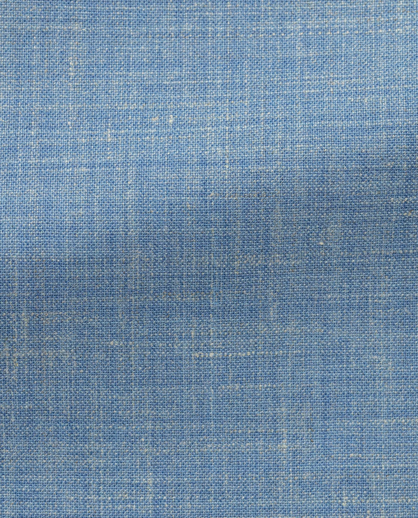 Paulo Oliveira Sky Blue Stretch Wool & Linen Blend Trousers