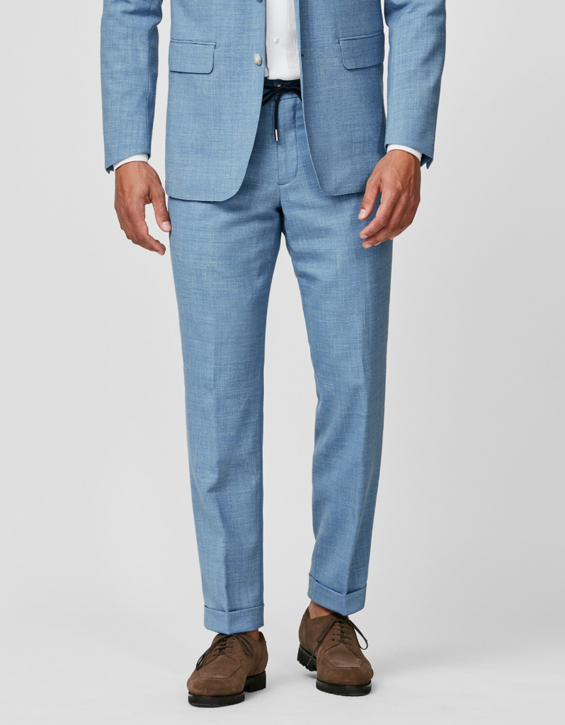 Paulo Oliveira Sky Blue Wool & Linen Stretch