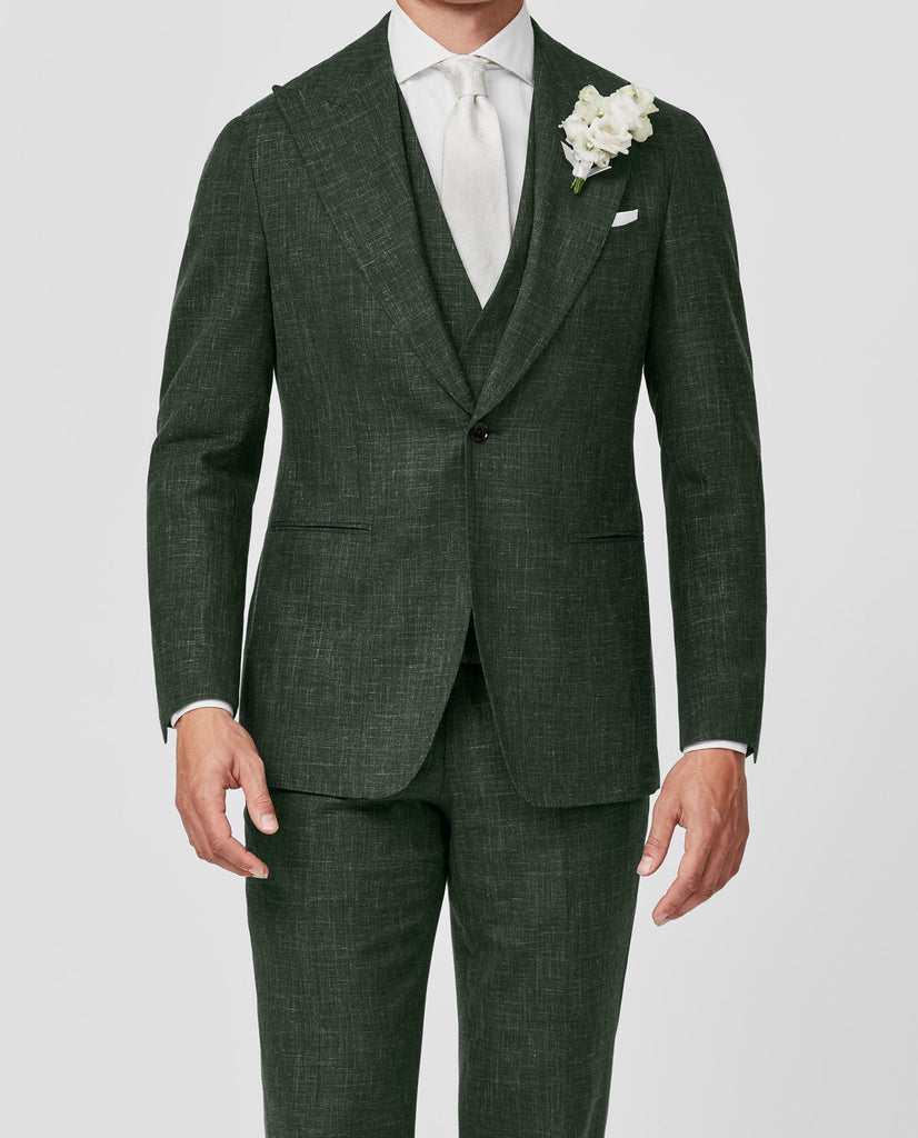 Loro Piana SUMMERTIME Dark Green Tropical Lightweight Wool, Silk & Linen