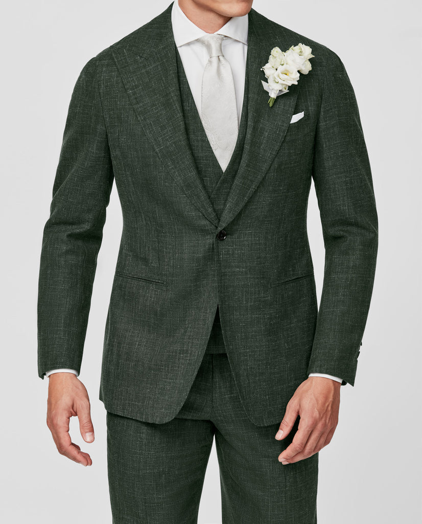 Loro Piana SUMMERTIME Dark Green Tropical Lightweight Wool, Silk & Linen