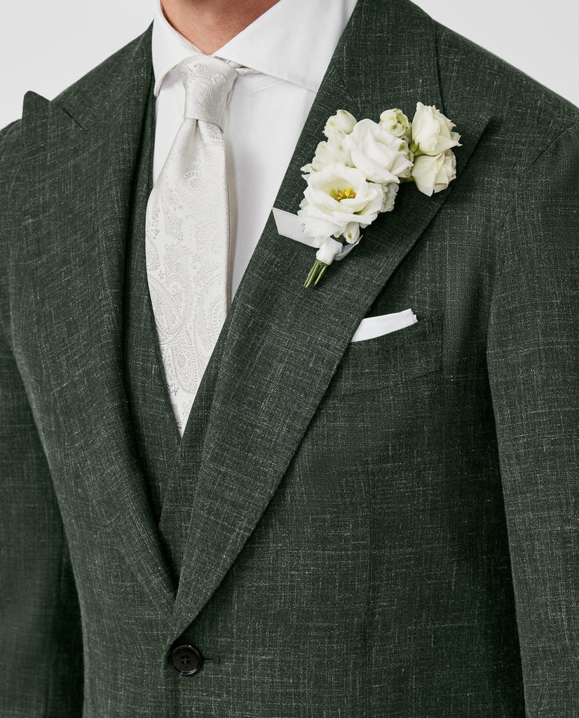 Loro Piana SUMMERTIME Dark Green Light Wool, Silk & Linen Tropical