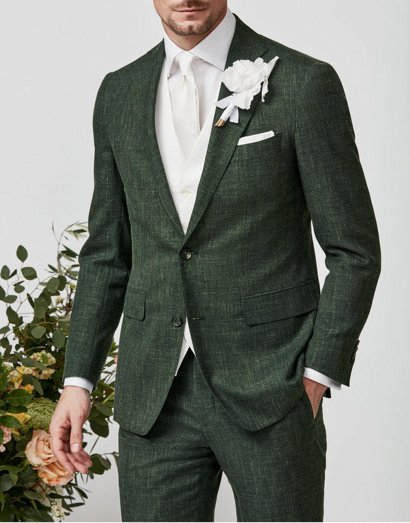 Loro Piana SUMMERTIME Dark Green Light Wool, Silk & Linen Tropical