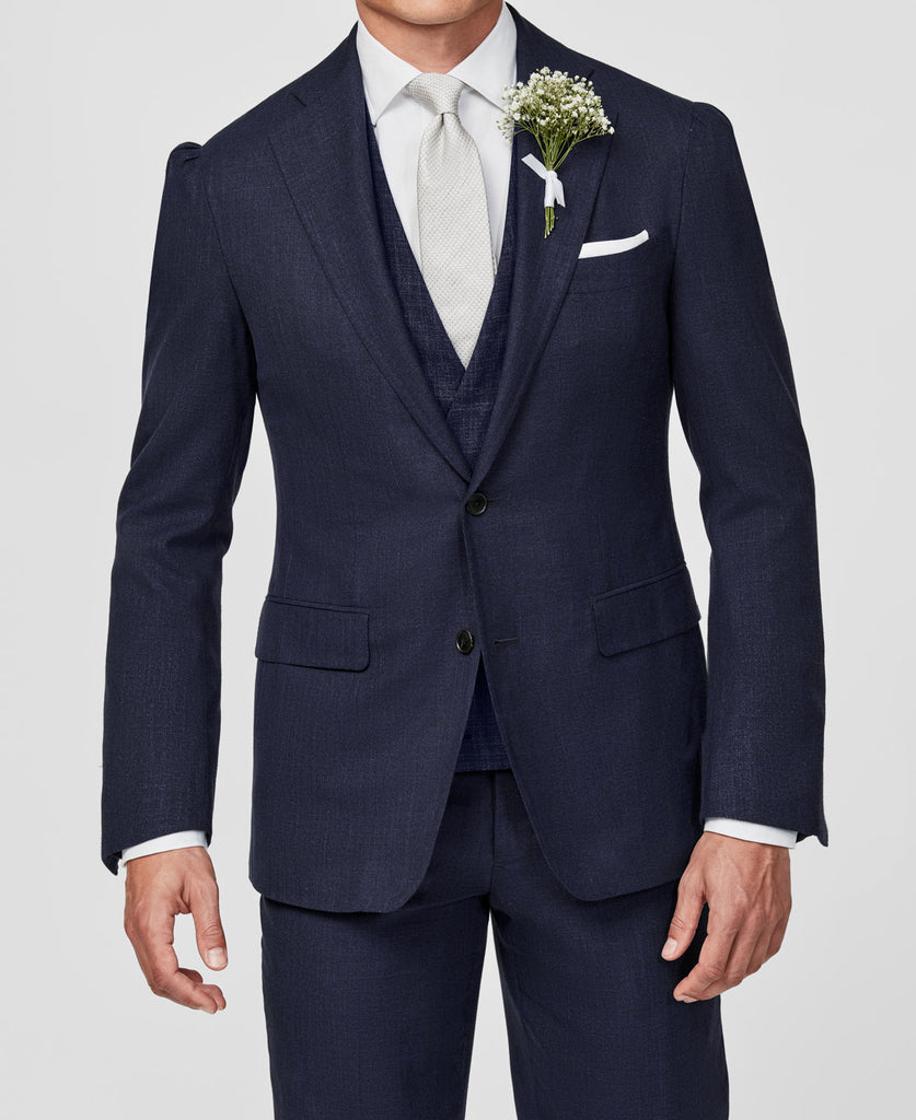 Loro Piana SUMMERTIME Neapolitan Blue Wool, Silk & Linen Tropical