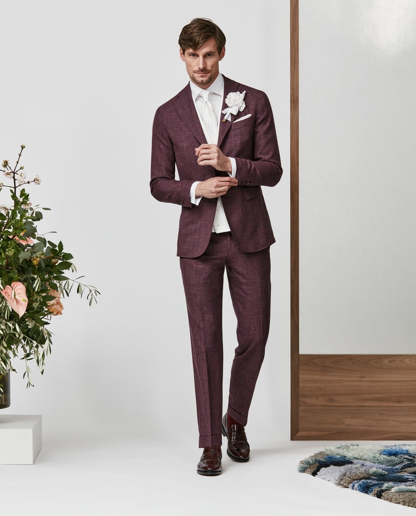 Loro Piana SUMMERTIME Berry Red Tropical Wool, Silk & Linen