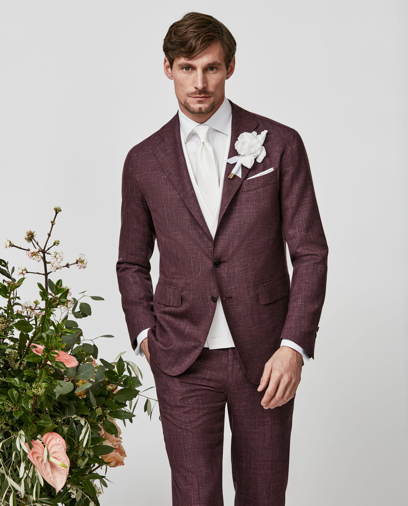 Loro Piana SUMMERTIME Berry Red Tropical Wool, Silk & Linen