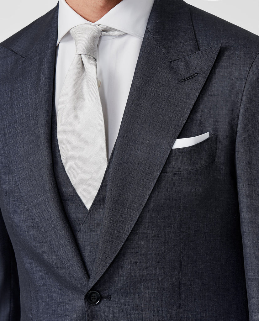 Cerruti Indigo Lightweight Wool & Silk Fancy Weave