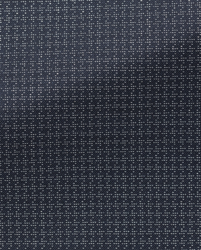 Cerruti Navy & Silver Wool Lurex Blend Jacquard with Micro Pattern