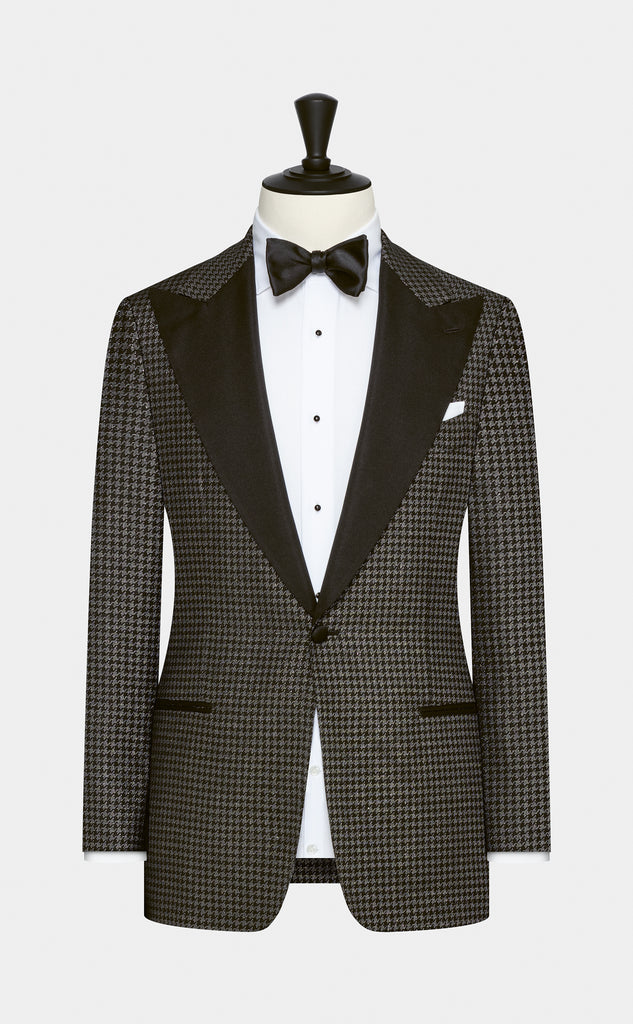 Cerruti Black & Silver Wool Lurex Blend Jacquard Houndstooth