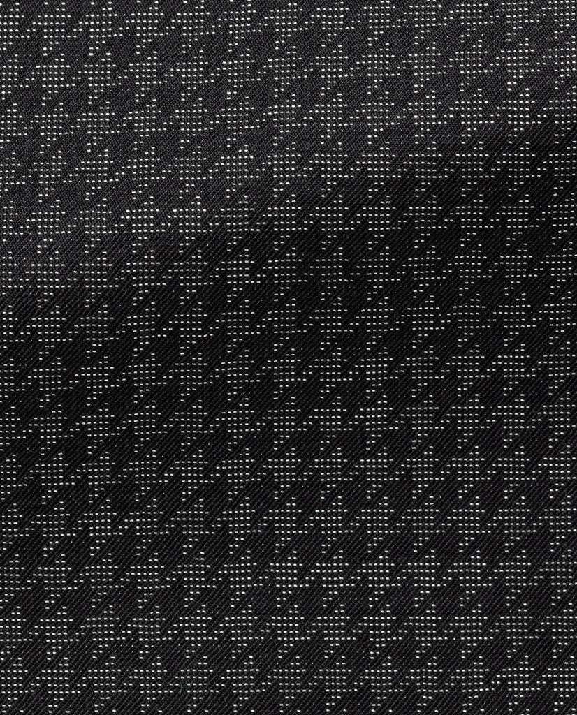 Cerruti Black & Silver Wool Lurex Blend Jacquard Houndstooth