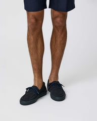 Low Top Lace Up Sneakers Midnight Blue Suede