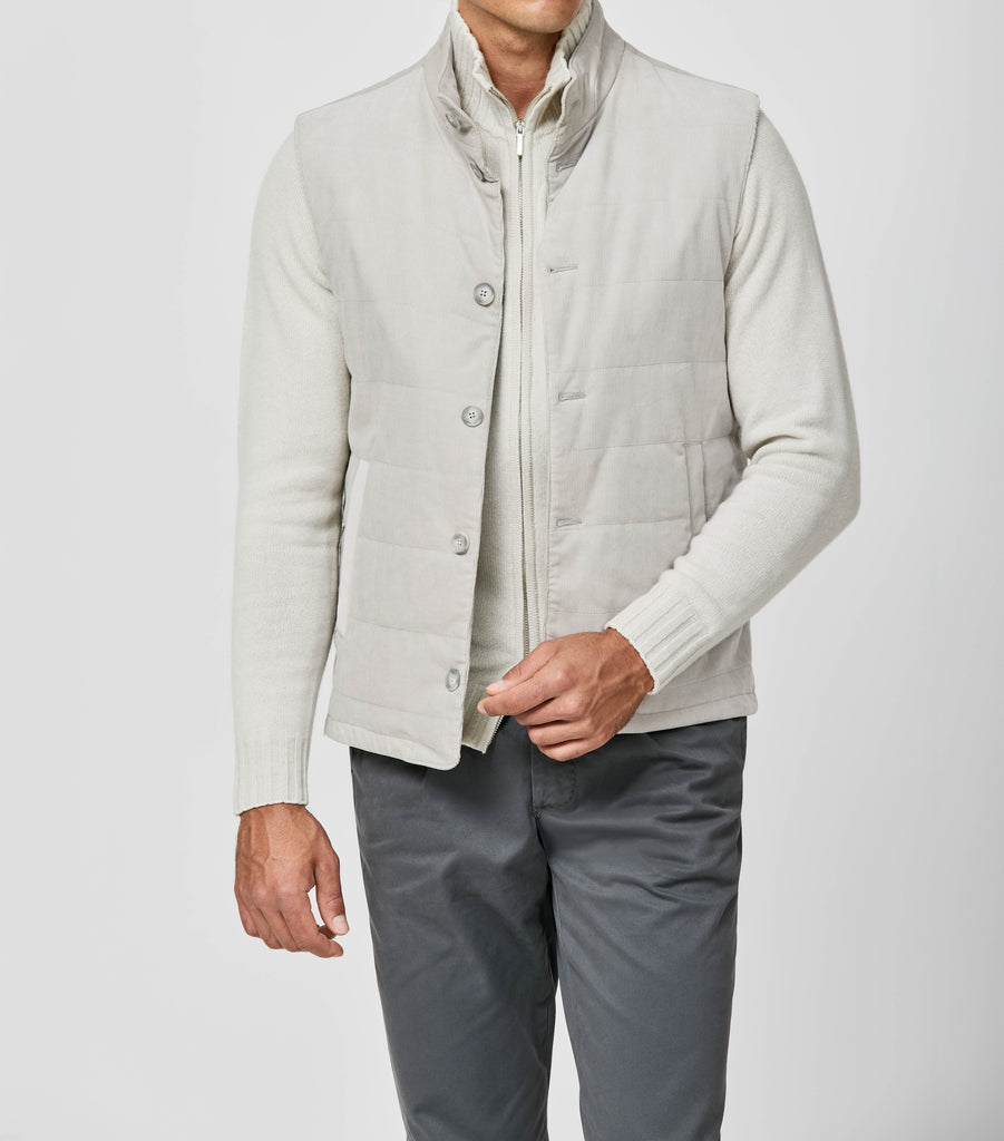 Vest / Bodywarmer Pontoglio Ice Grey Stretch Cotton Corduroy