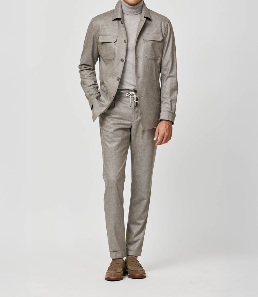 Barberis Canonico Taupe Flannel S120 Merino Wool with Natural Stretch