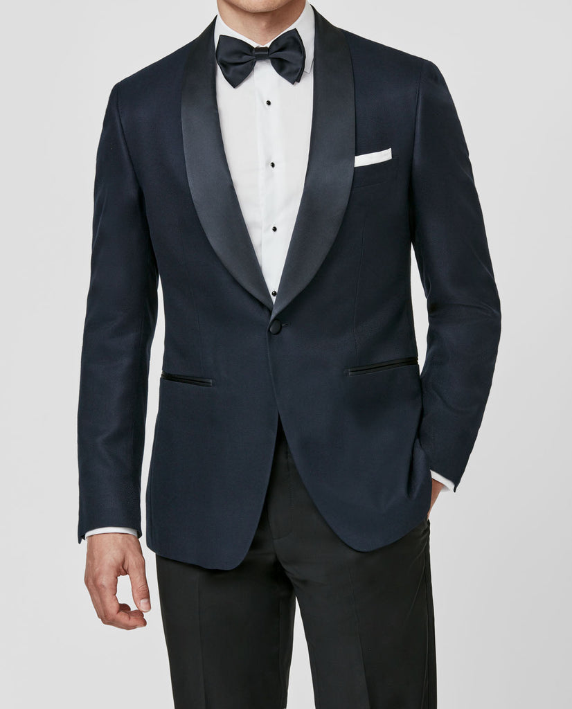 Huddersfield Navy Blue Soft Pure Bamboo Basketweave Jacket