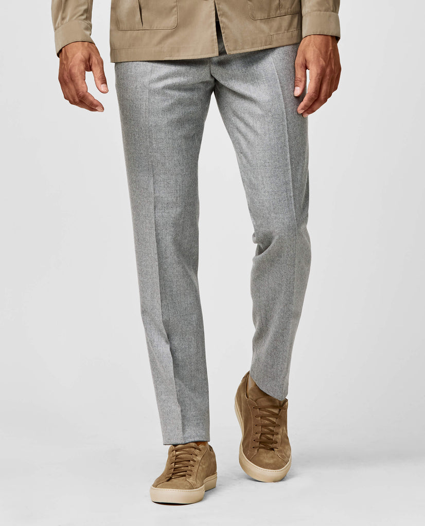 Trousers Barberis Canonico Light Grey Flannel S120 Merino Wool with Natural Stretch
