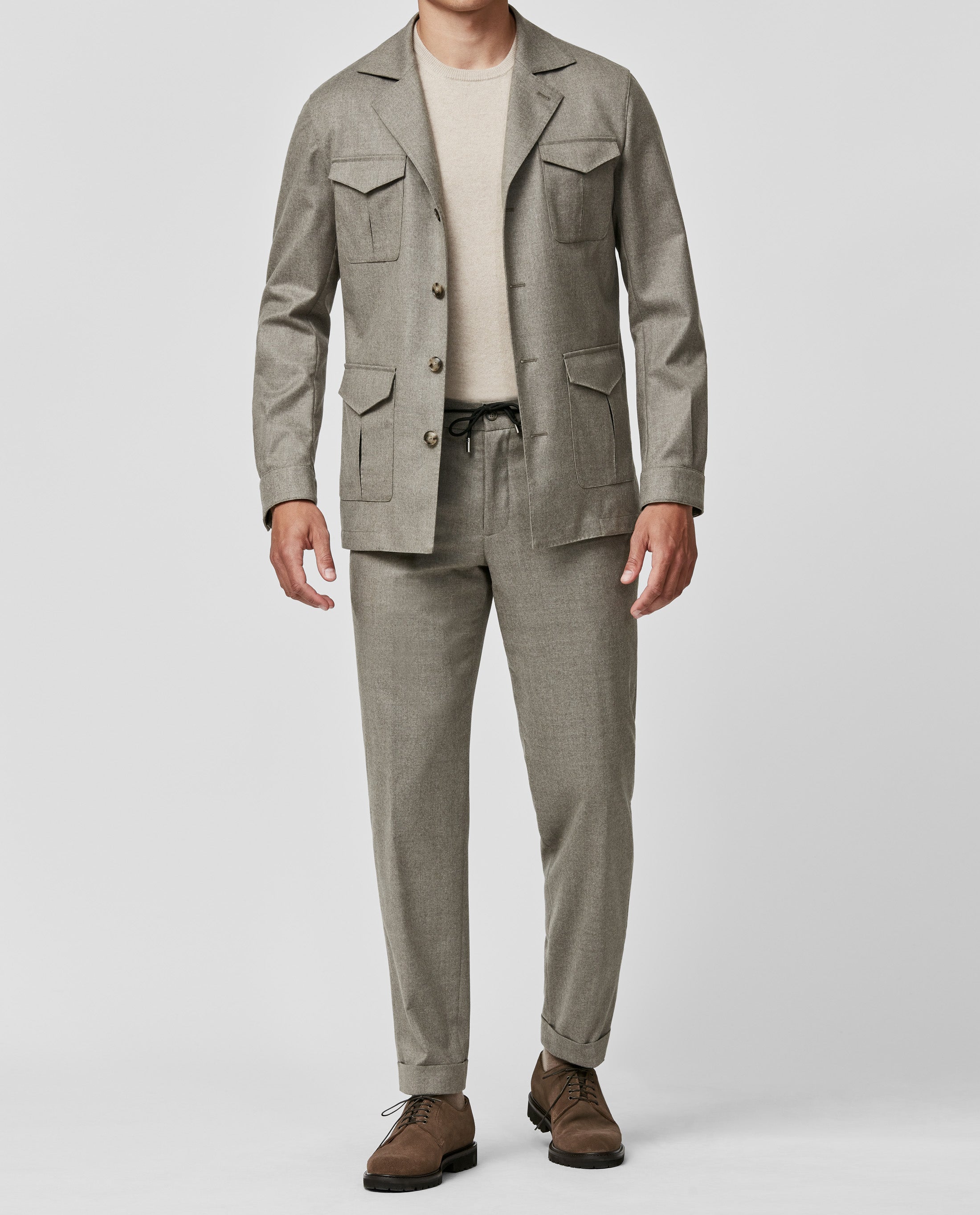 Barberis Canonico Taupe Flannel S120 Merino Wool with Natural Stretch