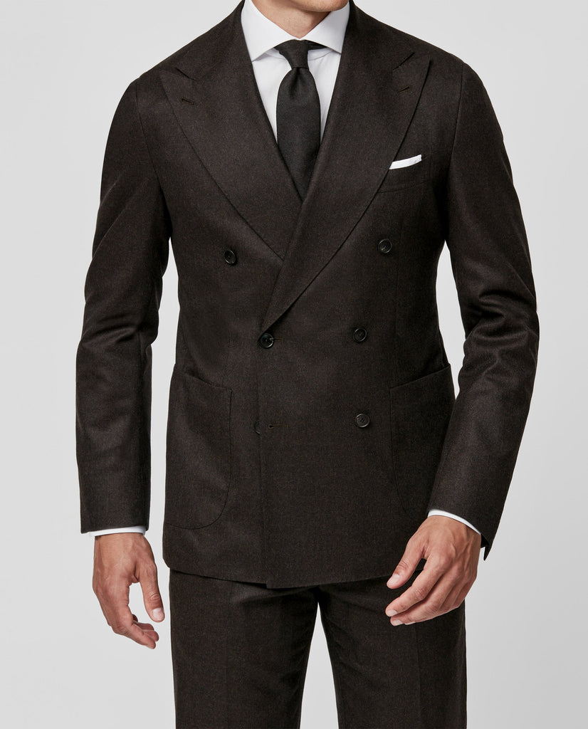 Trousers Barberis Canonico Dark Brown Flannel S120 Merino Wool with Natural Stretch