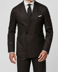 Trousers Barberis Canonico Dark Brown Flannel S120 Merino Wool with Natural Stretch