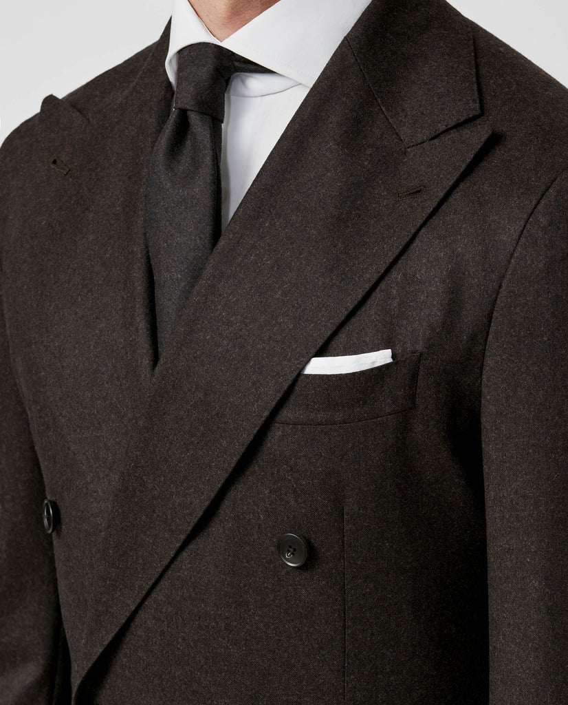 Trousers Barberis Canonico Dark Brown Flannel S120 Merino Wool with Natural Stretch