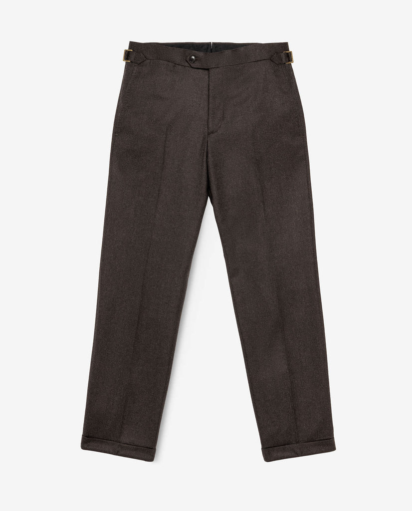 Trousers Barberis Canonico Dark Brown Flannel S120 Merino Wool with Natural Stretch