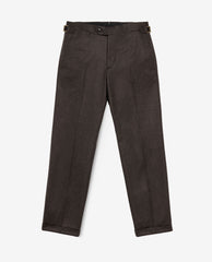 Trousers Barberis Canonico Dark Brown Flannel S120 Merino Wool with Natural Stretch